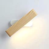 Martll Applique da parete LED, Lampada da parete Interno in Legno 360° Girevole LED Applique per Soggiorno Camera da letto ...