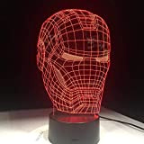 Marvel Avengers Decorazione Light 3D Art Iron Man Maschera Luce notturna Lampe Regalo per bambini Boy Friends