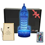 MARZIUS Big Ben London 3D Lampada da Tavolo Illusion, Luce Notturna con Base Luminosa, Regalo Decorativo per la Festa del ...