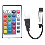 MASUNN 24 USB LED Controller con Telecomando per DC5V 5050 RGB Strip Light