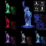 MASUNN 3D New York Statua della libertà Touch Remote 7 Cambiamento di Colore LED Tavolo Notte Lampada Regalo
