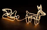 MaxxHome Illuminazione di Natale - Renna con slitta - Tubo luminoso bianco caldo - 504 luci - 208x28cm