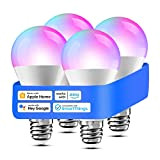 meross Lampadina LED Smart, Set di 4 Lampadine WiFi E27 Compatibile con Apple HomeKit, Alexa e Google Home, Lampadina Smart ...