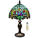 MIAOKE Lampada in stile Tiffany, Lampada da comodino notte a paralume fatto a mano in vetro colorato, Lampada di Living ...