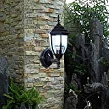 MIAOLEIE Outdoor Lighting Massive Wall Light - Lanterna Ambienti Esterni Design Vintage (Wall, E27,160mm*400mm, Aluminium, Glass, IP65, 220 V),Black