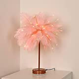Mini lampada da tavolo in piuma rosa lampada da comodino in piuma paralume da scrivania per la decorazione domestica della ...