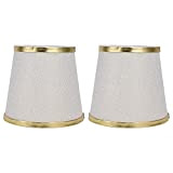 Mini Paralume per lampadario, Paralume Piccolo Set di 2 paralumi per lampade Paralume in Tessuto a Botte con Bordo Dorato ...
