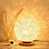 Mobestech Lampada da tavolo a LED, lampada da scrivania a sfera regolabile in rattan a LED, lampada da tavolo a ...