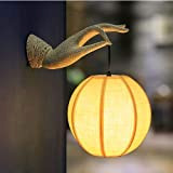 Moddeny Lampada da parete in resina giapponese Buddha mano classico Camera tradizionale del lato del letto di illuminazione con paralume ...