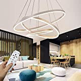 Moderna lampada a sospensione a LED, 3 anelli collezione di vernice bianca, applique a sospensione a luce regolabile Lampadario a ...