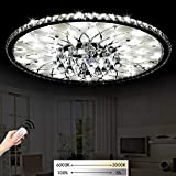 Moderna lampada da soffitto a LED rotonda, da soggiorno, con cristalli Ø 56 cm, dimmerabile.