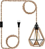 Moderno set di lampade a sospensione con interruttore, cavo vintage con corda di canapa intrecciata da 5 metri, attacco E27, ...
