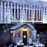 Moxled Luci Natale Esterno, 20 Ghiaccioli 90 LED Tenda luminosa esterno Bianco, Luci Natale con 8 Modalità, Timer, Luci Decorazione ...