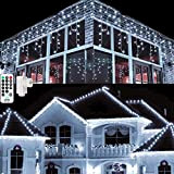 Moxled Luci Natale Esterno Cascata, 9M 360 LED Luci Natale Esterno con Telecomando, Timer, 8 Modalità, Bianco LED Luci Tenda ...