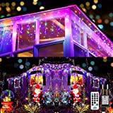 Moxled Luci Natale Esterno Cascata - 9M 360 LED Tenda Luminosa Esterno Colorate, Luci Natale con Telecomando, 8 Modalità, Luci ...