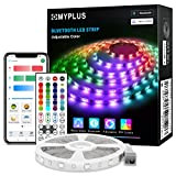 MYPLUS Striscia LED Bluetooth, 5 m, con controllo app, sincronizzazione musicale e funzione temporizzazione, 150 LED RGB per casa, camera ...