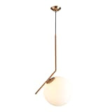 MZStech Lampada da soffitto moderna, lampada a sospensione sferica in ferro e vetro dorato, base a sospensione a lampadina E27 ...