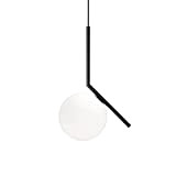MZStech Lampada da soffitto moderna, lampada a sospensione sferica in ferro e vetro Nero, base a sospensione a lampadina E27 ...