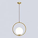 MZStech Lampada da soffitto moderna, lampada a sospensione sferica in ferro e vetro dorato, base a sospensione a lampadina E27 ...