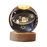 #N/a Lampada da notte con sfera di cristallo 3D da 80 mm Lampada da notte decorativa planetaria con lampada da ...