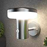 NBHANYUAN Lighting® Outdoor LED Wall Light with Motion Sensor Outside Lights Mains Powered PIR Stainless Steel External Weatherproof 3000K Warm ...