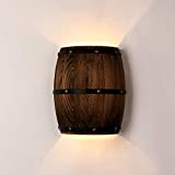 Newrays Antique 2 Punti Vendita Wood Wine Barrel Applique da parete Applique su e giù Lampade da parete per interno ...