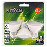 Nityam Confezione da 3 GU10 6 W 500 LMS 4000 K Lampadina LED, Bianco, 1 Unité (Lot de 1), 3 ...