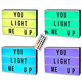 niumanery A5 Size Mini Magnetic 7 Colors Changing Cinematic Night Light LED Message Box with 90 Letters Numbers Symbols Remote ...