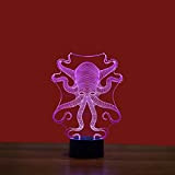 Octopus Curve 3D Illusione Luce Notturna Touch Lampada Da Tavolo Scrivania con Telecomando 7 Colori Ottico USB LED Nightlight per ...