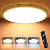 Oeegoo 24W LED Plafoniera Dimmerabile, 2700LM IP54 Lampada da soffitto LED con telecomando, Temperatura e luminosità del colore regolabile, per ...
