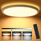Oeegoo LED Plafoniera dimmerabile con telecomando, 24W lampada da soffitto ultra sottile con retroilluminazione dimmerabile, IP40 impermeabile, per bagno, camera ...