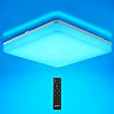 Oeegoo Plafoniera a LED dimmerabile RGB, 24W che cambia colore, lampada da bagno IP54, lampada a LED senza sfarfallio con ...