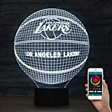 Olanstar - Luce notturna a forma di palla 3D, illusione ottica, motivo Los Angeles Lakers, pallacanestro, decorazione, giocattolo, lampada, telefono, ...