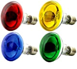 OmniaLaser OL-KIT4COLOR60 Kit 4 Lampadine Colorate ad incandescenza di Tipo Spot con riflettore/Specchio Cromato E27 60 Watt ognuna, Multicolore, 4 ...