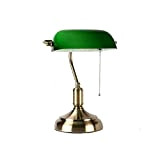 OMVOVSO Lampada da Tavolo Bankers, Lampada Verde con tavolino Switch Frame Antibes Brass Screen Green Desk Lampada Lampada da Lavoro ...