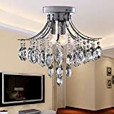 OOFAY Contemporary Minimalist 3 Light Crystal flush mount ceiling light with crystal rain drop for Study Room/Office.Dining Room.Bedroom.Living Room