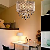 Oofay Light, elegante e moderno lampadario a 4 lampade, con gocce di cristallo, per soggiorno, sala da pranzo e camera ...
