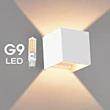 OOWOLF LED Lampada da Parete Esterna di G9 Sostituibile in Alluminio, Applique Moderna IP65 Impermeabile 3000K Bianco Caldo per Interno ...