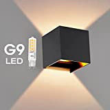 OOWOLF LED Lampada da Parete Esterna IP65 Impermeabile, Applique di G9 Sostituibile in Alluminio 3000K Bianco Caldo per Esterno ed ...
