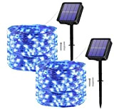 Oreunik Luci Solari Esterno Giardino, [2 Pezzi] 2×120 12M LED Catena Luminosa Esterno Solare 8 Modalità Lucine da Esterno Decorative ...