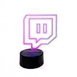 Originale lampada 3D LED con simbolo di Twitch, con base, cambio di colore, base con batterie, lampada notturna, in metacrilato, ...
