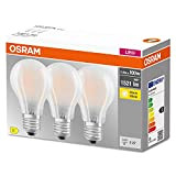 OSRAM LED BASE Classic A100, lampade LED a filamento smerigliato in vetro per base E27, forma di lampadina, bianco caldo ...