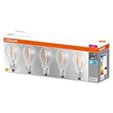 OSRAM LED BASE Classic A60, lampade LED a filamento chiaro in vetro per base E27, forma di lampadina, bianco freddo ...