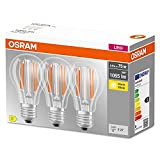 OSRAM LED BASE Classic A75, lampade LED a filamento chiaro in vetro per base E27, forma di lampadina, bianco caldo ...