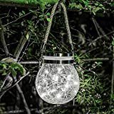 Outdoor Hanging Solar Light, Mason Jar Glass Crack Light, LED String Lights Garden Decoration Lamp Waterproof, for Patio, Lawn, Yard, ...