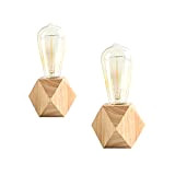 OuXean 2 pz. Lampada da tavolo piccola Lampada da comodino con base diamantata in legno accanto alla lampada, E27 60W ...