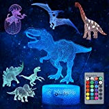 OxyLED 5 Pezzi Luci Notturne Giocattolo Dinosauro, Luce Notturna Dinosauro per Bambini Lampada Dinosauro 3D 16 Colori Cambiano con Telecomando ...