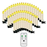 OZAVO Candele LED Senza Fiamma,Set di 30 Luci Candele con Telecomando per Albero di Natale, Decorazioni Feste（Beige）