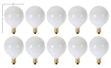 (Pack of 10) 25 Watt White G16.5 Decorative (E12) Candelabra Base Globe Shape 120V 15G16 1/2 Light Bulbs by KOR