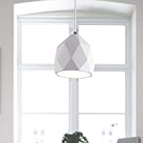 Paco Home Lampada a sospensione a LED, E27, per soggiorno, sala da pranzo, cucina, regolabile in altezza, Colore: Plâtre blanc, Lampadina: Senza ...